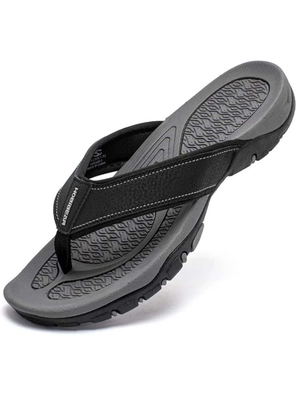 Men's Grey And Black Sport Flip Flops Comfort Outdoor Casual Thong Sandal Shoes